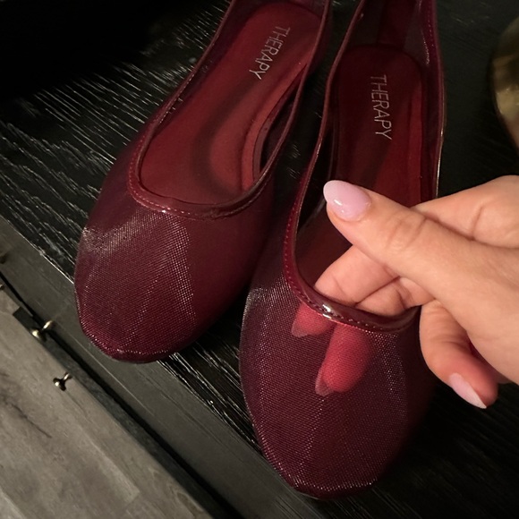 Cherry red mesh ballet flats - Picture 4 of 5